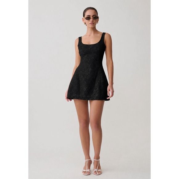 Meshki Dresses & Skirts - NWT Meshki Black Beth Tweed Mini Dress Wool Blend Sparkly Sz XS LBD Old Money